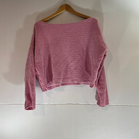 Garage Women's Light Pink Fuzzy Cropped Sweater- Sz L - Picture 2 of 3